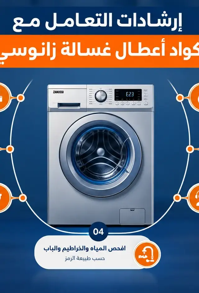 أكواد أعطال غسالة زانوسي ومعانيها (E10, E20, E40...)